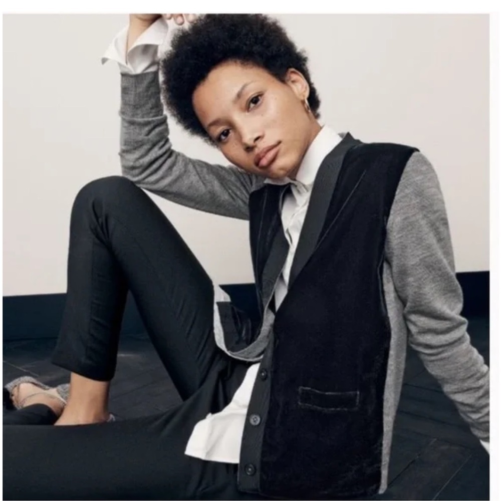 Jcrew Harlow Cardigan w/velvet Front